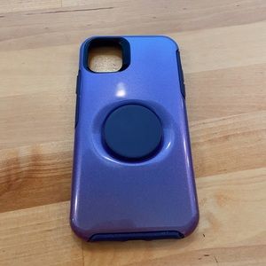 Purple OtterBox phone case. iPhone XS MAX case. Pop socket built in.